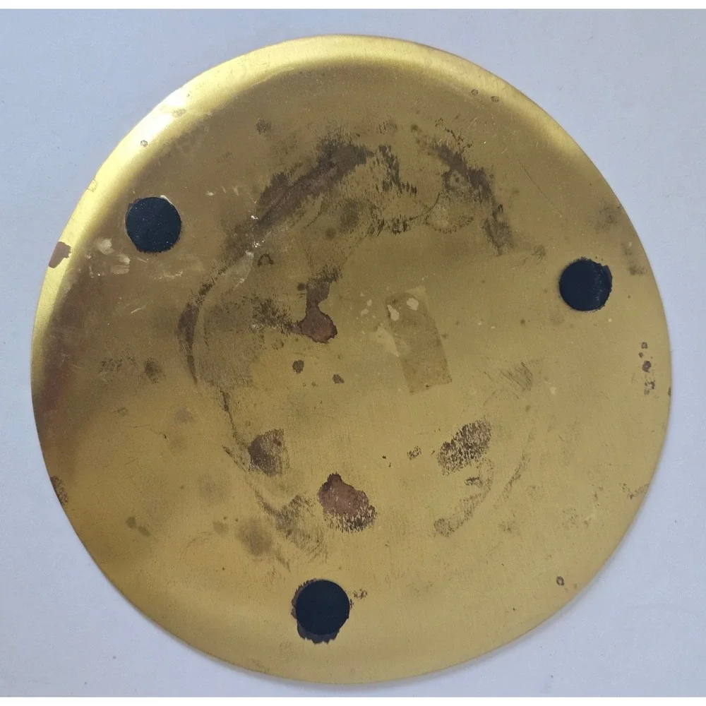 Vintage Round Brass Trinket Dish Small Catchall Tray Minimalist Gold Decor 5.5in